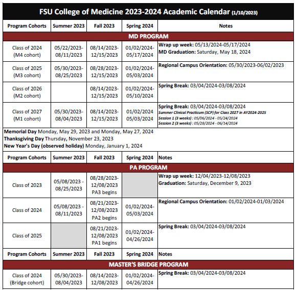 Fsu Schedule Academic 2024 carte ign